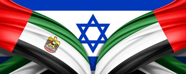 Illustration Der Seidenfahne Der Vereinigten Arabischen Emirate Und Israels — Stockfoto