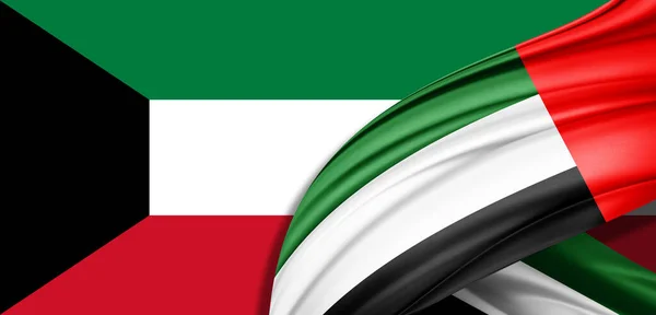 Ilustração Bandeira Seda Emirados Árabes Unidos Kuwait — Fotografia de Stock