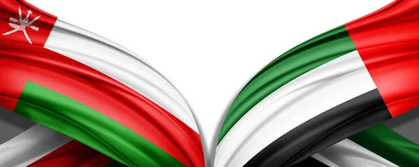 Illustration Silk Flag United Arab Emirates Oman — Stock Photo, Image