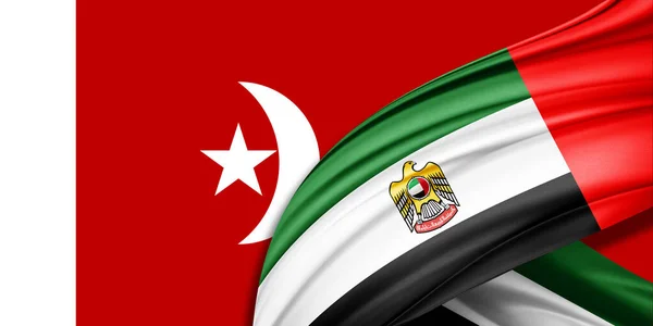 アラブ首長国連邦とウム カインの絹の旗の3Dイラスト — ストック写真