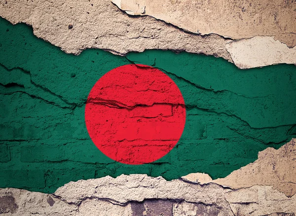 Bangladesch Flagge Auf Einem Alten Wandhintergrund Gemalt Illustration — Stockfoto