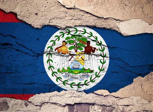 Bandeira Belize Pintada Fundo Parede Antigo Ilustração — Fotografia de Stock