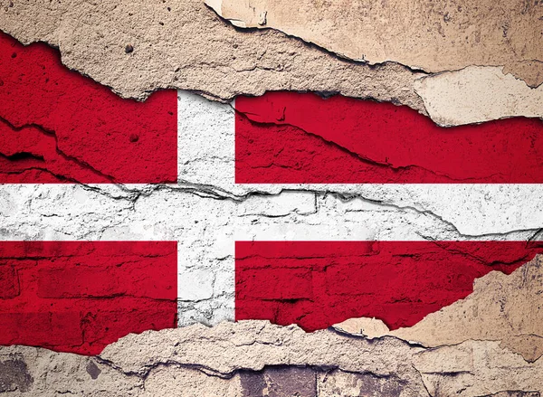 Danimarka Bayrağı Eski Bir Duvar Arkasına Boyanmış Illüstrasyon — Stok fotoğraf