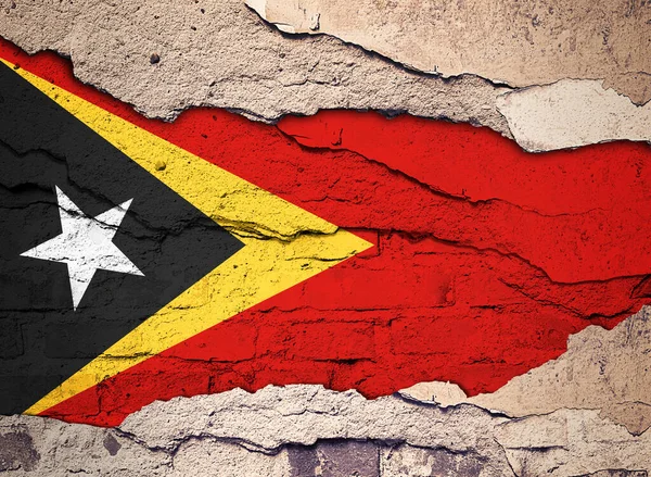 Bandera Timor Oriental Pintada Sobre Antiguo Fondo Pared Ilustración —  Fotos de Stock