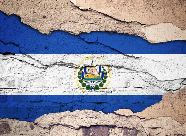 Salvadorská Vlajka Namalovaná Starém Pozadí Zdi Ilustrace — Stock fotografie