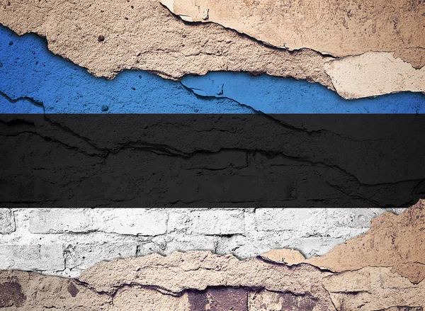 Σημαία Εσθονίας Ζωγραφισμένη Παλιό Φόντο Τοίχου Απεικόνιση — Φωτογραφία Αρχείου