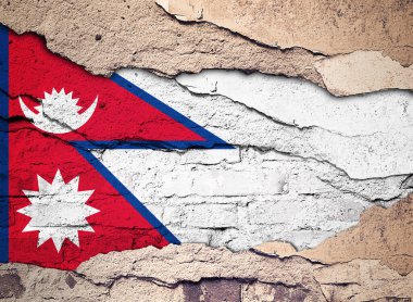 Eski bir arka planda Nepal bayrağı var. 3B illüstrasyon 