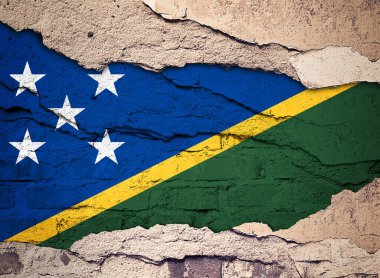 Süleyman bayrağı eski bir duvar arkasına boyanmış. 3B illüstrasyon