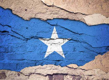 Eski bir duvar arkasında Somali bayrağı var. 3B illüstrasyon