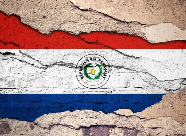 Парагвайський Прапор Написаний Старому Фоні Стіни Ілюстрація — стокове фото