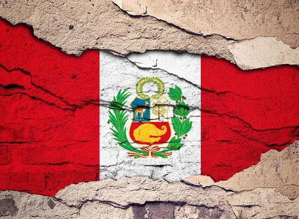 Peru Vlag Geschilderd Een Oude Muur Achtergrond Illustratie — Stockfoto