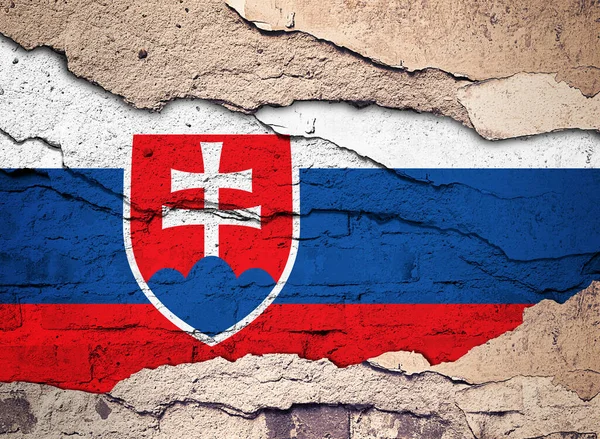 Slovakien Flagga Målad Gammal Vägg Bakgrund Illustration — Stockfoto