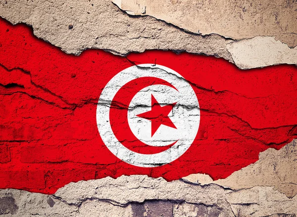 Σημαία Τυνησίας Ζωγραφισμένη Ένα Παλιό Φόντο Τοίχου Απεικόνιση — Φωτογραφία Αρχείου