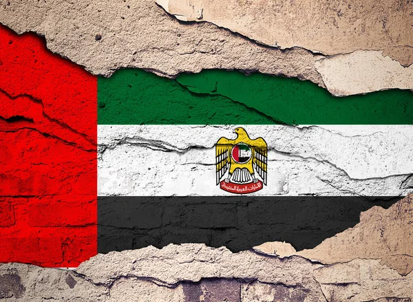 Die Flagge Der Vereinigten Arabischen Emirate Auf Einem Alten Wandhintergrund — Stockfoto