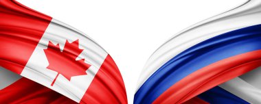 Kanada ve Rusya bayrakları beyaz arkaplanda izole edildi