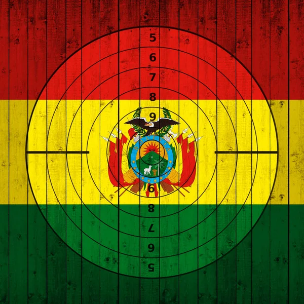 Флаг Боливии Деревянном Фоне Целью — стоковое фото