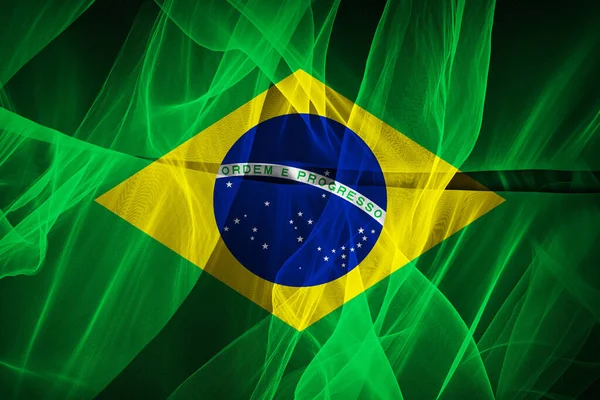 Brasilien Flagga Silke Digital Illustration — Stockfoto