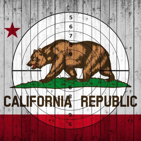 Tahta Arka Planda Hedefli Kaliforniya Bayrağı — Stok fotoğraf