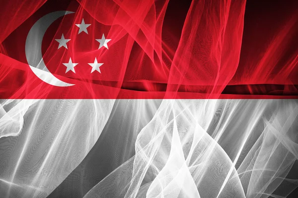 Сингапурский Флаг Шелка Цифровая Иллюстрация — стоковое фото