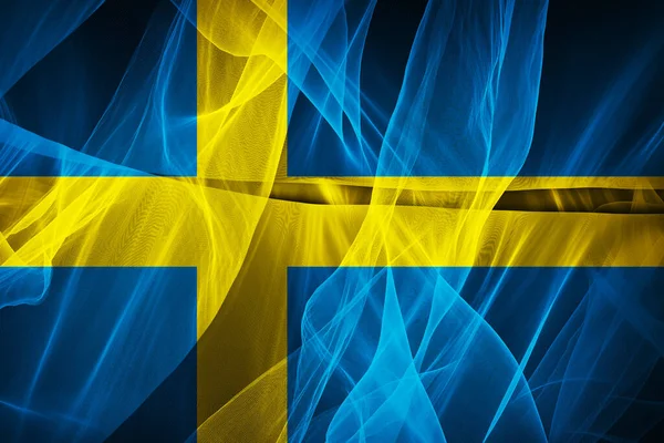 Švédská Vlajka Hedvábí Digitální Ilustrace — Stock fotografie
