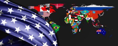 Dünya haritasında Amerikan ipek bayrağı