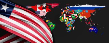 Dünya haritasında Liberya ipek bayrağı