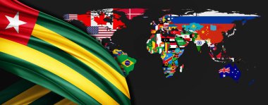 Dünya haritasında ipeğin Togo bayrağı