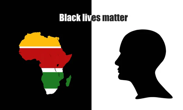 Protestposter Racisme Voor Mensenrechten Wereld Met Mensenhoofd Afrikaanse Kaart Zwart — Stockfoto