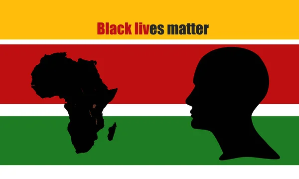 Protest poster about racism for human rights in the world, with human head, African map, and colored background