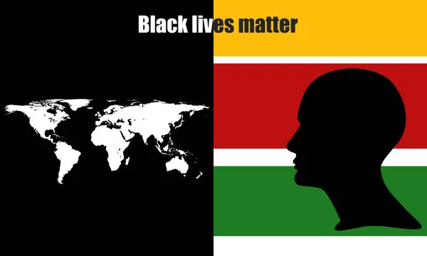 Protestposter Racisme Voor Mensenrechten Wereld Met Menselijk Hoofd Wereldkaart Zwart — Stockfoto