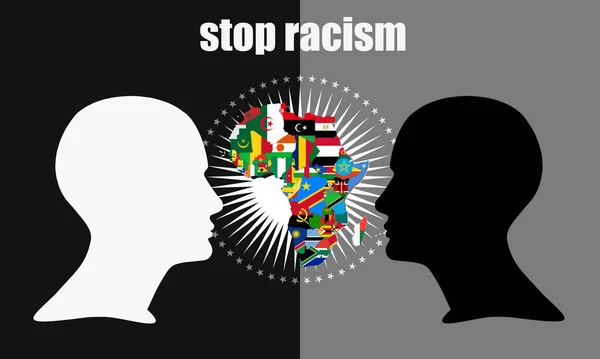 Cartaz Protesto Sobre Racismo Pelos Direitos Humanos Mundo Com Cabeças — Fotografia de Stock