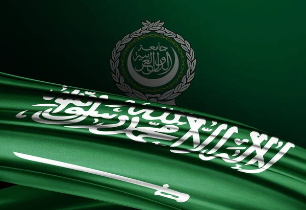 Saudi Arabien Und Die Flagge Der Arabischen Liga Aus Seide — Stockfoto