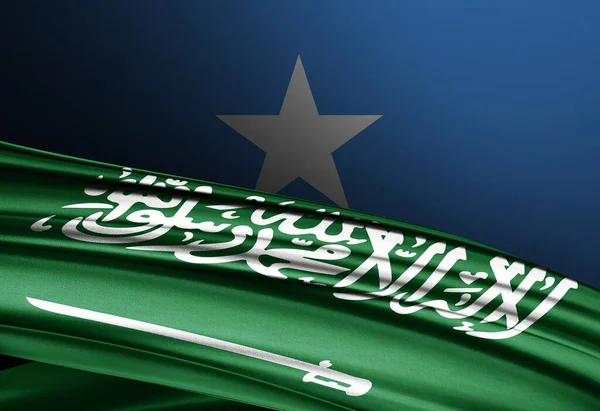 Bandera Somalia Arabia Saudita Seda Ilustración —  Fotos de Stock