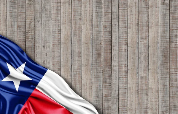Texas flag of silk an wood background-3D illustration