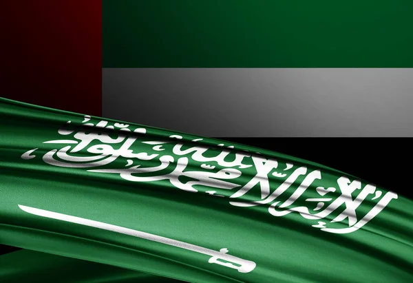 Emiratos Árabes Unidos Bandera Arabia Saudita Seda Ilustración — Foto de Stock