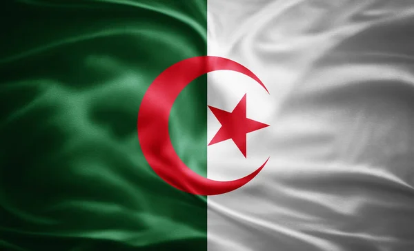 Algéria Zászló Selyem — Stock Fotó