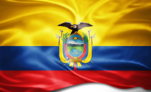 Ecuador Zászló Selyem — Stock Fotó