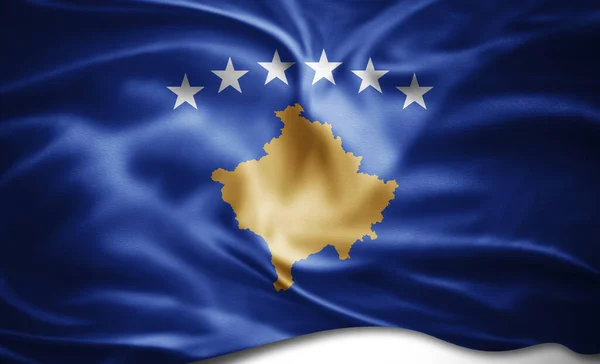 Flaga Kosowa Jedwabiu — Zdjęcie stockowe