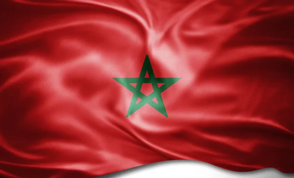 Marokko Vlag Van Zijde — Stockfoto