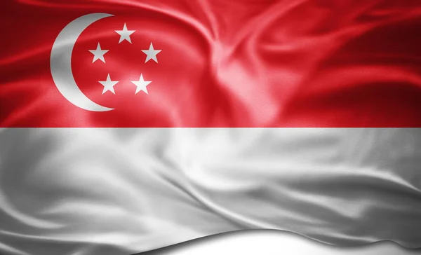 Bandeira Seda Singapura — Fotografia de Stock
