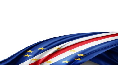 Beyaz arkaplanda ipek Cape Verde bayrağı