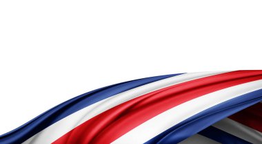 Beyaz arkaplanda Kosta Rika ipek bayrağı