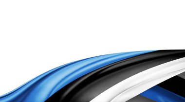 Beyaz arkaplanda Estonya ipek bayrağı