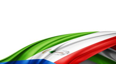 Beyaz arkaplanda ipekten yapılmış Ekvator Gine bayrağı