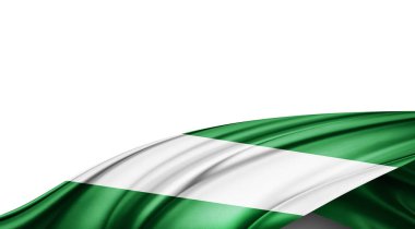 Beyaz arka planda Nijerya ipek bayrağı. 3B illüstrasyon