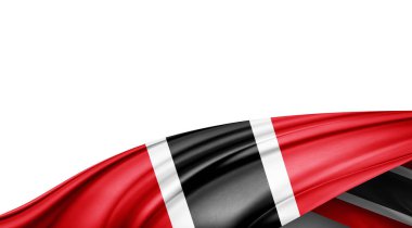 Beyaz arka planda ipek Tobago bayrağı. 3B illüstrasyon