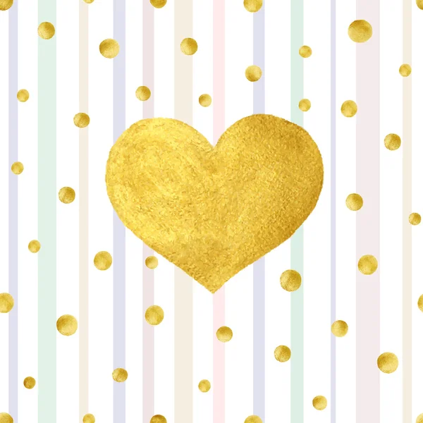 Hart Love gouden aquarel textuur verf vlek. Vector wenskaart — Stockvector