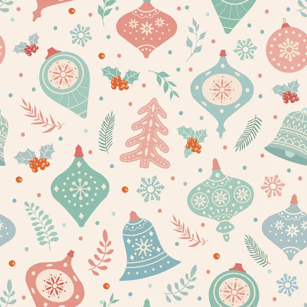 Christmas and happy new year seamless patterns. — Stock Vector