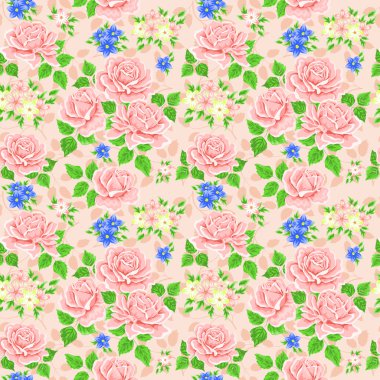 Gül ile sorunsuz duvar kağıdı deseni. Vektör