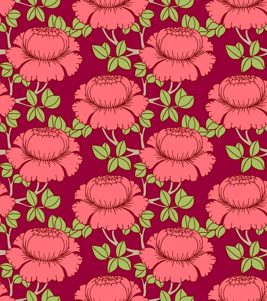 Modello senza cuciture con fiori, illustrazione vettoriale — Vettoriale Stock